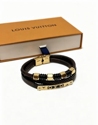 Louis Vuitton Monogram Bead Leather Bracelet