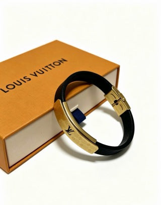 Louis Vuitton Monogram Engraved Leather Bracelet