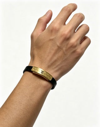 Louis Vuitton Monogram Engraved Leather Bracelet