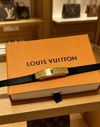 Louis Vuitton Monogram Engraved Leather Bracelet