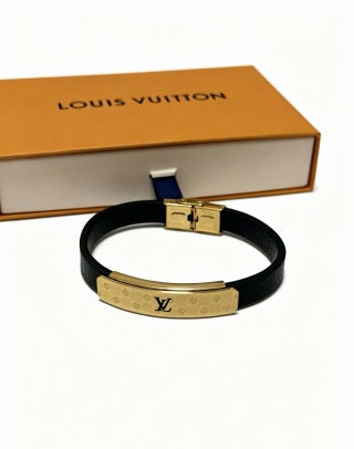 Louis Vuitton Monogram Engraved Leather Bracelet
