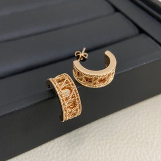 Dior Valentina Crystal Lace Hoop Stud Earrings