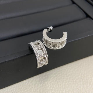 Dior Valentina Crystal Lace Hoop Stud Earrings