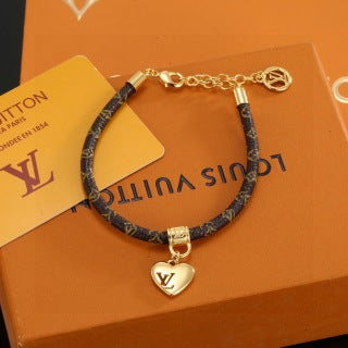 Louis Vuitton Heart Charm Monogram Cord Bracelet