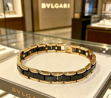 Bvlgari Black & Gold Link Bracelet – Elegant Luxury Jewelry
