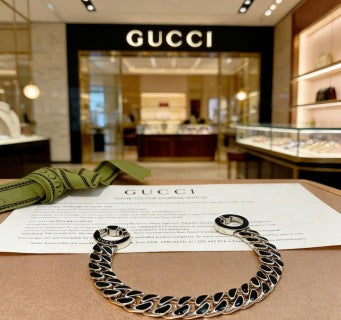 Gucci Interlocking G Black Enamel Link Bracelet