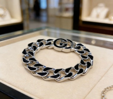 Gucci Interlocking G Black Enamel Link Bracelet