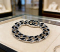 Gucci Interlocking G Black Enamel Link Bracelet