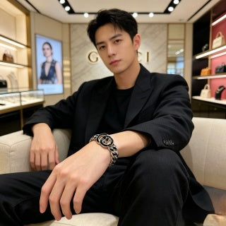 Gucci Interlocking G Black Enamel Link Bracelet