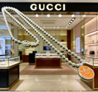 Gucci Interlocking G Round Enamel Medallion Necklace