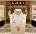 Gucci Interlocking G Round Enamel Medallion Necklace