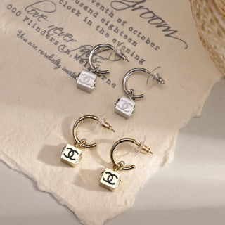 Chanel Minimal Square CC Earrings