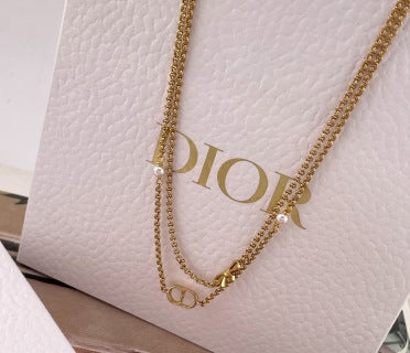 Dior Evelyne Double Chain CD Link Necklace