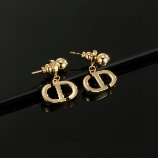 Dior Valentina Pearl CD Drop Hoop Stud Earrings