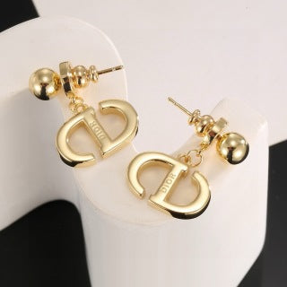 Dior Valentina Pearl CD Drop Hoop Stud Earrings