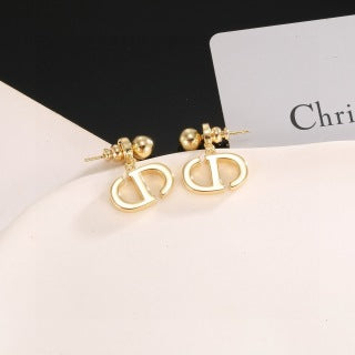 Dior Valentina Pearl CD Drop Hoop Stud Earrings