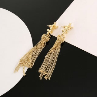 YSL Cassandre Fringe Chain Drop Earrings