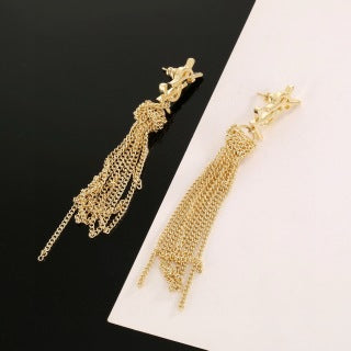 YSL Cassandre Fringe Chain Drop Earrings