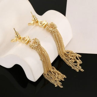 YSL Cassandre Fringe Chain Drop Earrings
