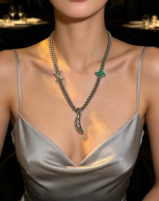 Louis Vuitton Monogram Crescent & Star Charm Necklace