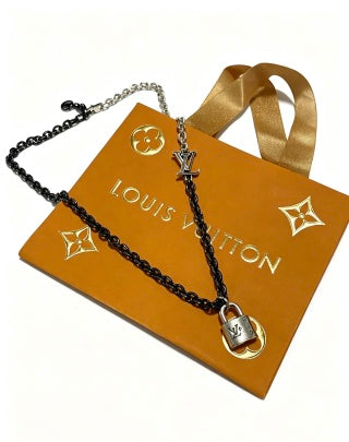 Louis Vuitton Monogram Lock Pendant Chain Necklace