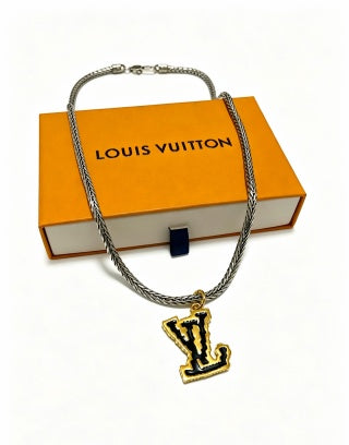 Louis Vuitton Monogram Contrast Initial Pendant Necklace