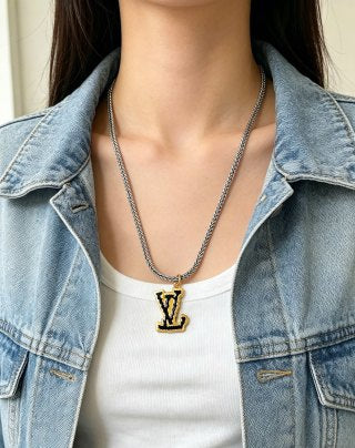 Louis Vuitton Monogram Contrast Initial Pendant Necklace