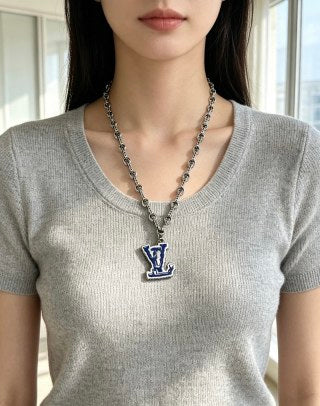 Louis Vuitton Monogram Enamel Initial Pendant Necklace