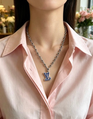 Louis Vuitton Monogram Enamel Initial Pendant Necklace