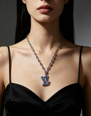 Louis Vuitton Monogram Enamel Initial Pendant Necklace