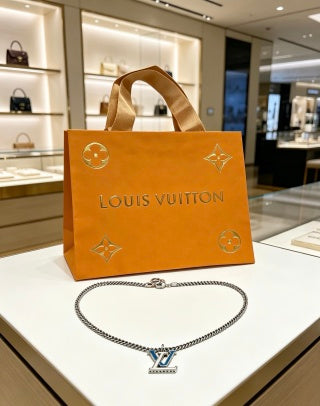 Louis Vuitton Monogram Initial Pendant Chain Necklace