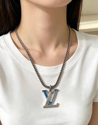 Louis Vuitton Monogram Initial Pendant Chain Necklace