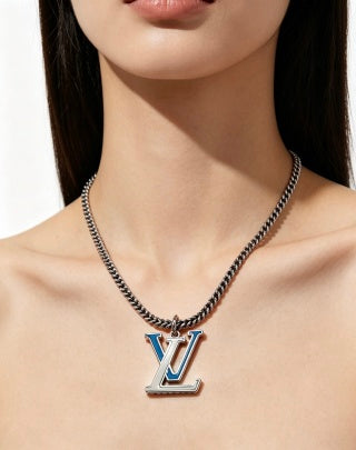 Louis Vuitton Monogram Initial Pendant Chain Necklace