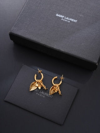 YSL Jardin Doré Botanical Hoop Earrings