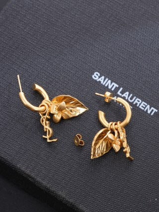 YSL Jardin Doré Botanical Hoop Earrings