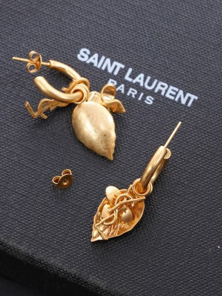 YSL Jardin Doré Botanical Hoop Earrings