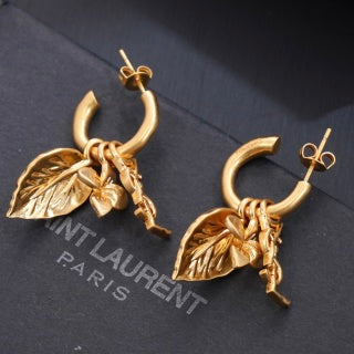 YSL Jardin Doré Botanical Hoop Earrings