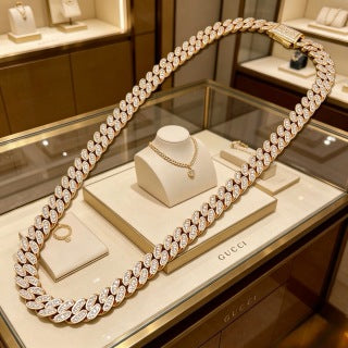 Gucci Crystal Pavé Link Chain Statement Necklace