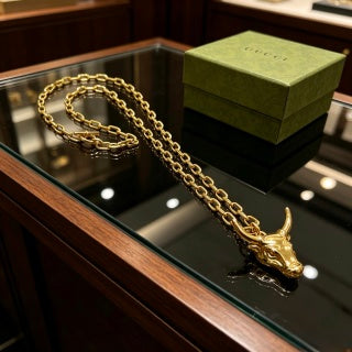 Gucci Horn Pendant Minimal Chain Necklace