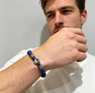 Gucci Lapis Bead Interlocking G Bracelet