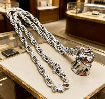 Gucci Horsebit Bell Charm Long Chain Necklace