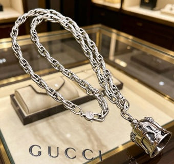 Gucci Horsebit Bell Charm Long Chain Necklace