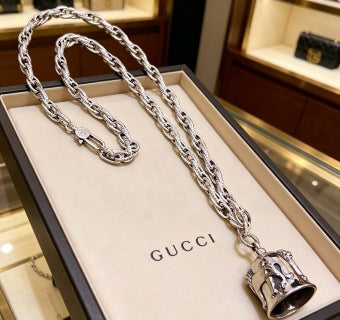 Gucci Horsebit Bell Charm Long Chain Necklace