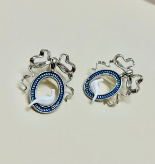Dior Elara Seashell Pearl Medallion Stud Earrings