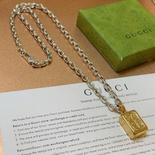 Gucci Padlock Charm Box Pendant Chain Necklace