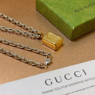 Gucci Padlock Charm Box Pendant Chain Necklace