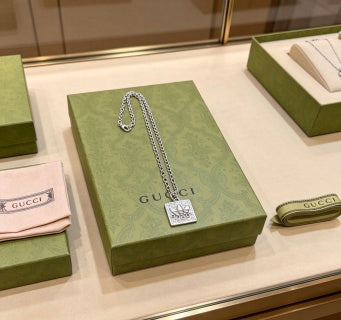 Gucci Interlocking G Square Medallion Chain Necklace