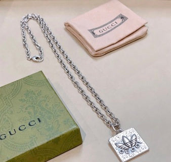 Gucci Interlocking G Square Medallion Chain Necklace