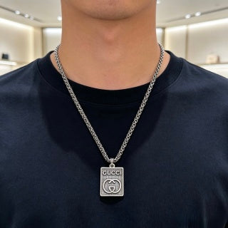 Gucci Square Logo Plaque Chain Necklace