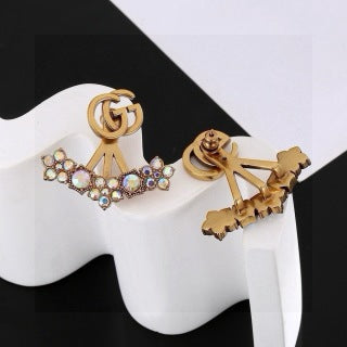 Gucci Interlocking G Crystal Wing Drop Earrings